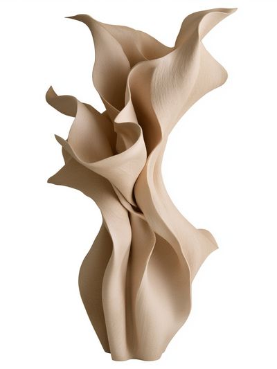 Beige Organic Fold Sculpture Print. poster