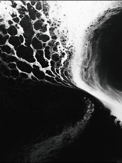 Monochrome Ocean Foam Abstract Print.