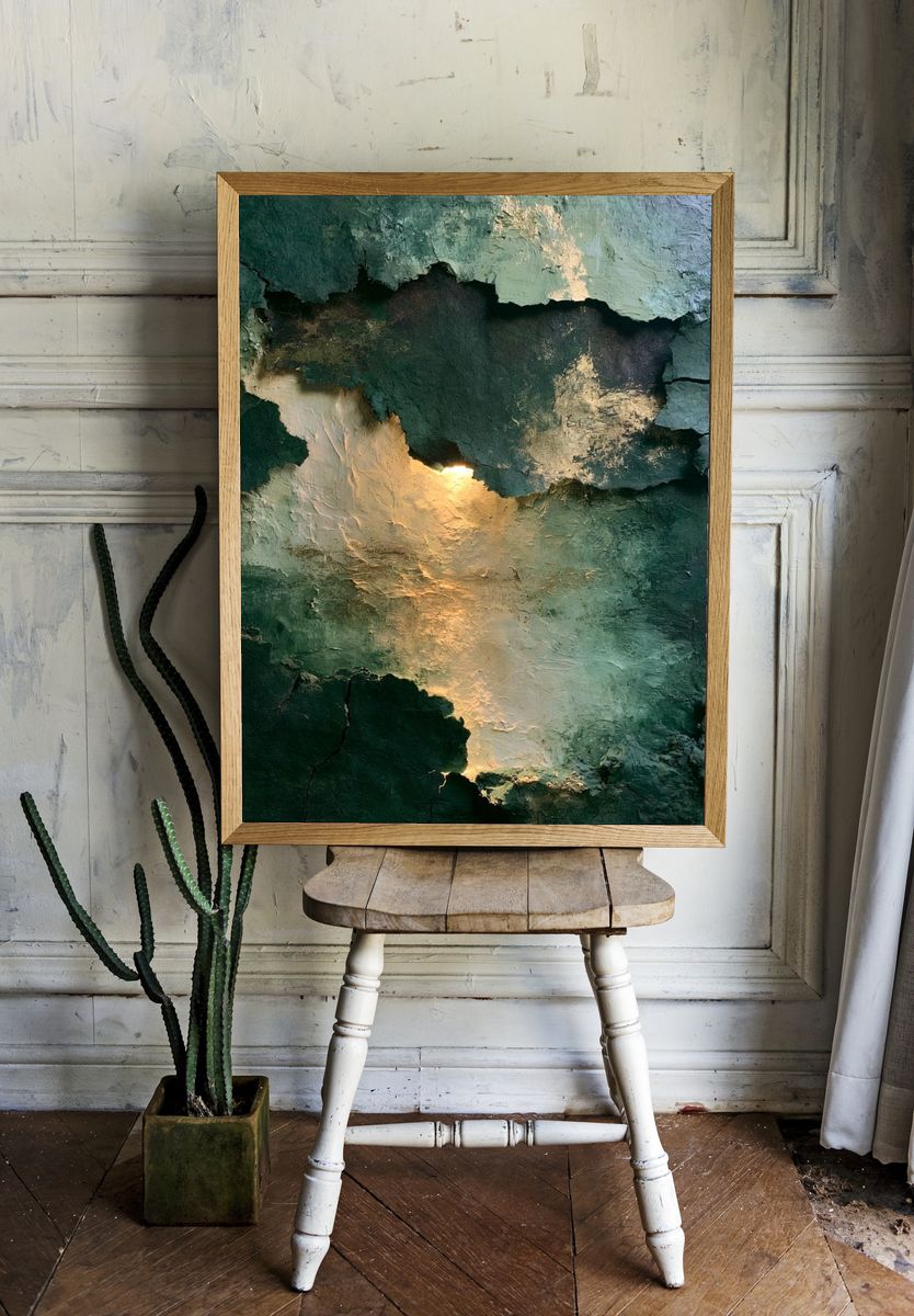 Emerald Glow Abstract Poster. room preview