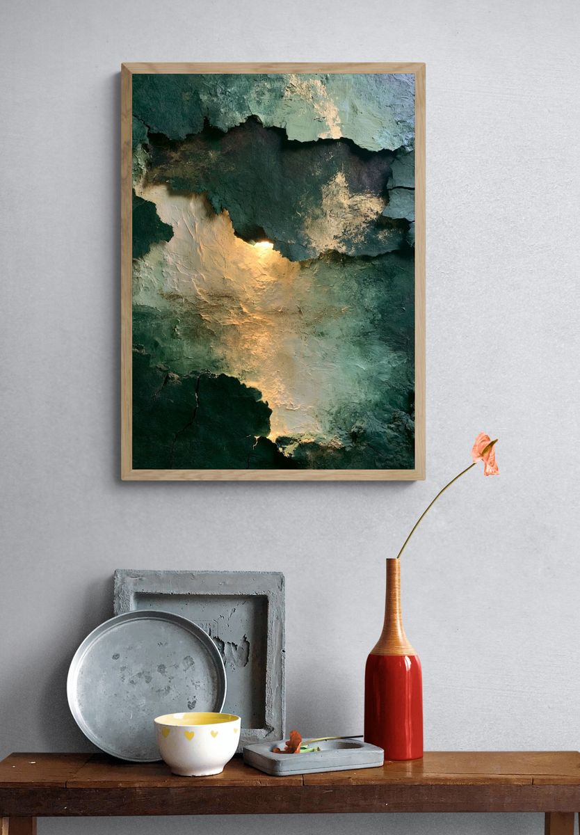 Emerald Glow Abstract Poster. — room view 3