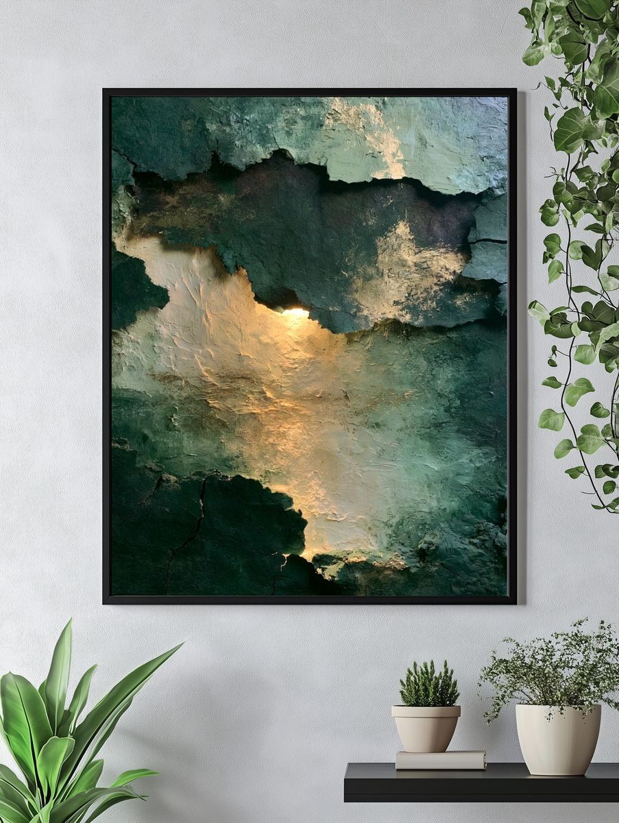 Emerald Glow Abstract Poster. — room view 4
