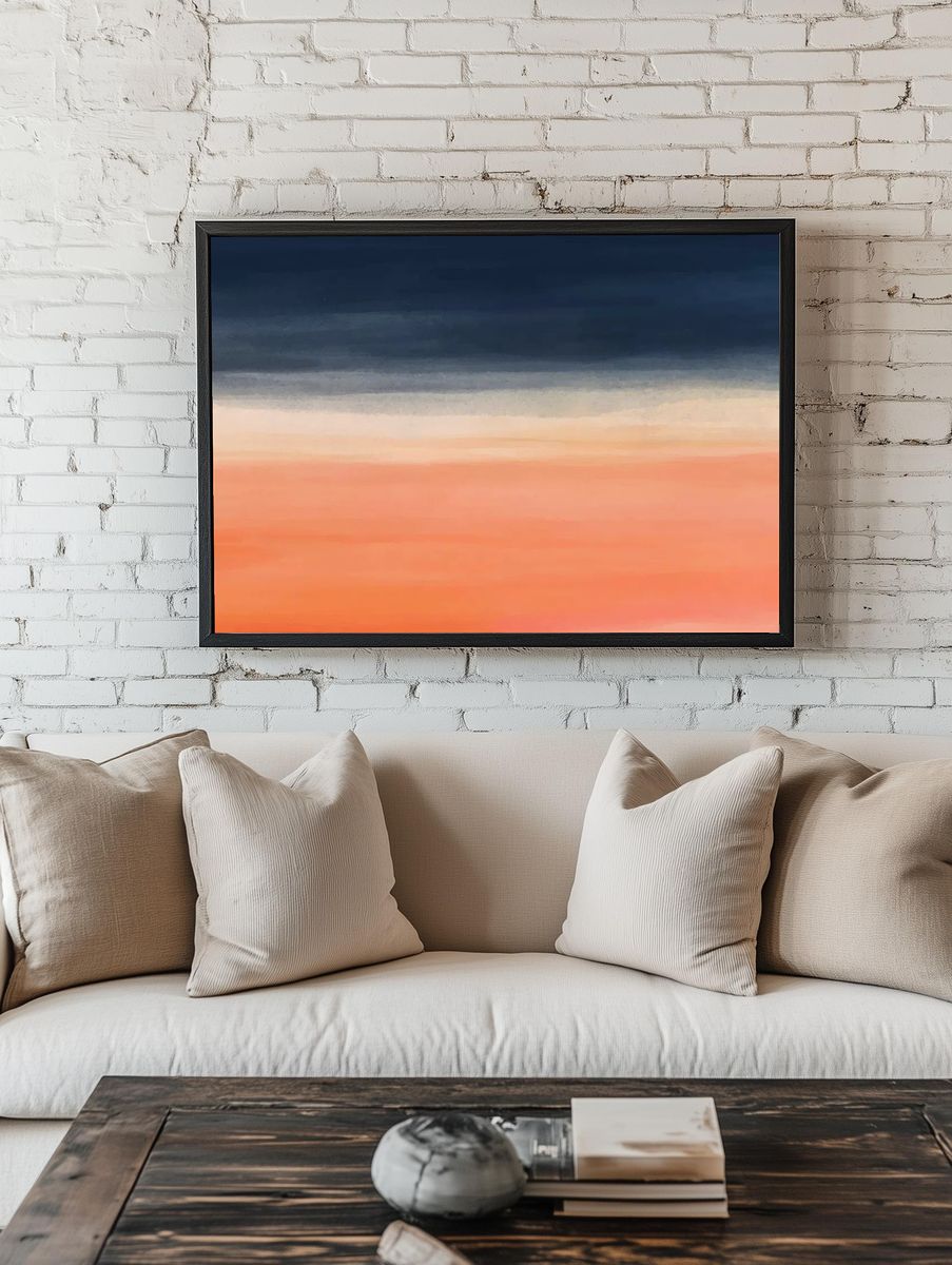 Orange blue watercolor background, desktop room preview