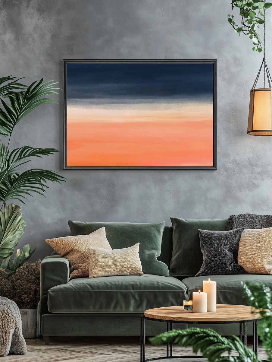 Orange blue watercolor background, desktop. — room view 4