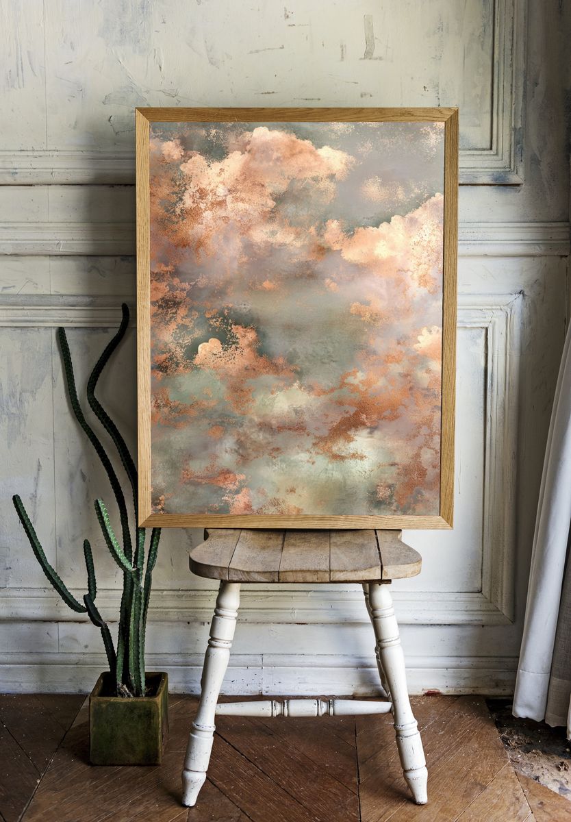 Copper Cloud Abstract Poster. room preview