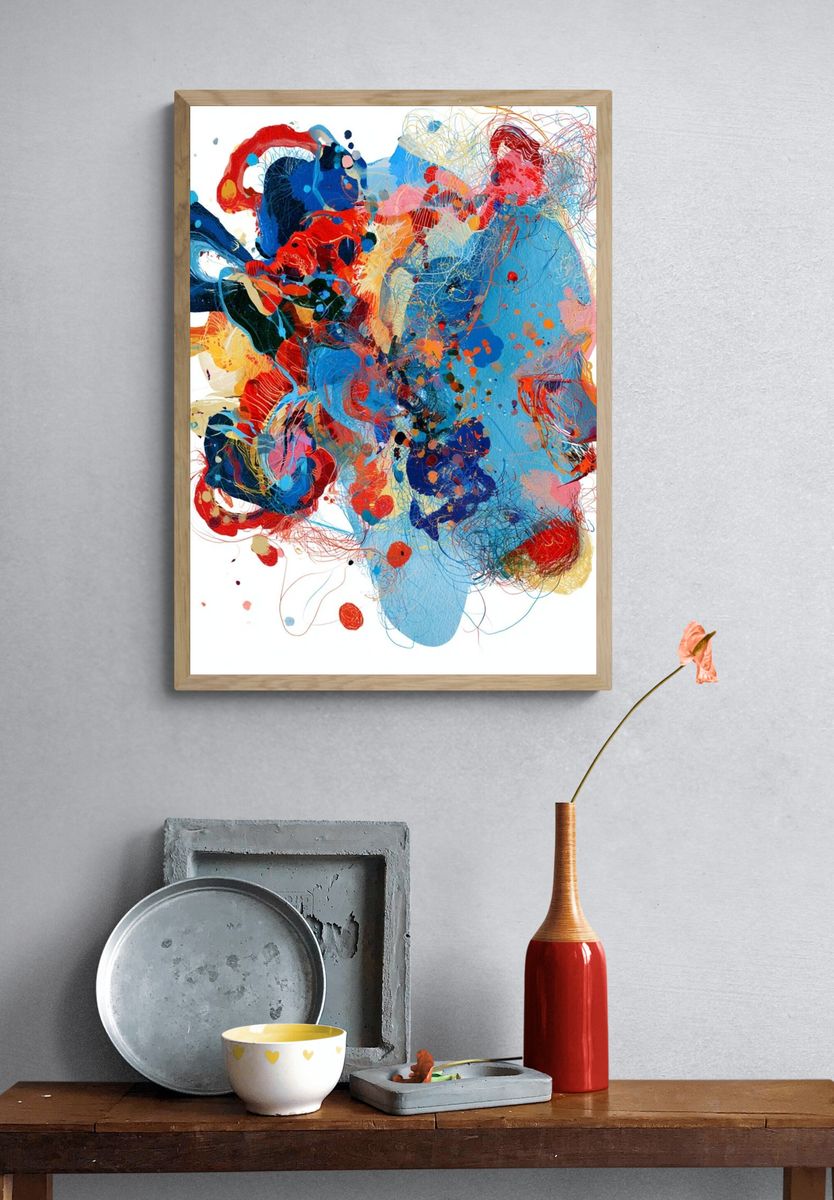 Colorful Abstract Face Poster. — room view 3