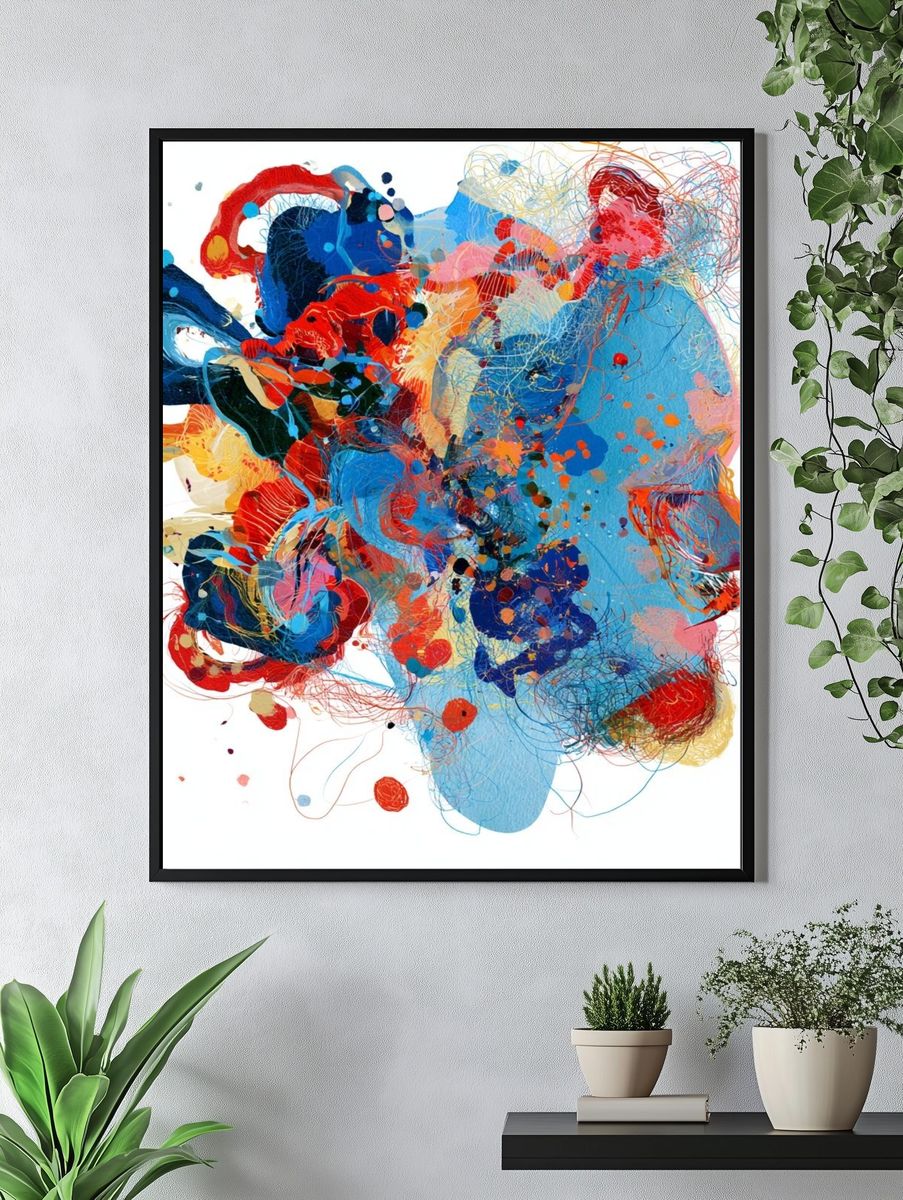 Colorful Abstract Face Poster. — room view 4