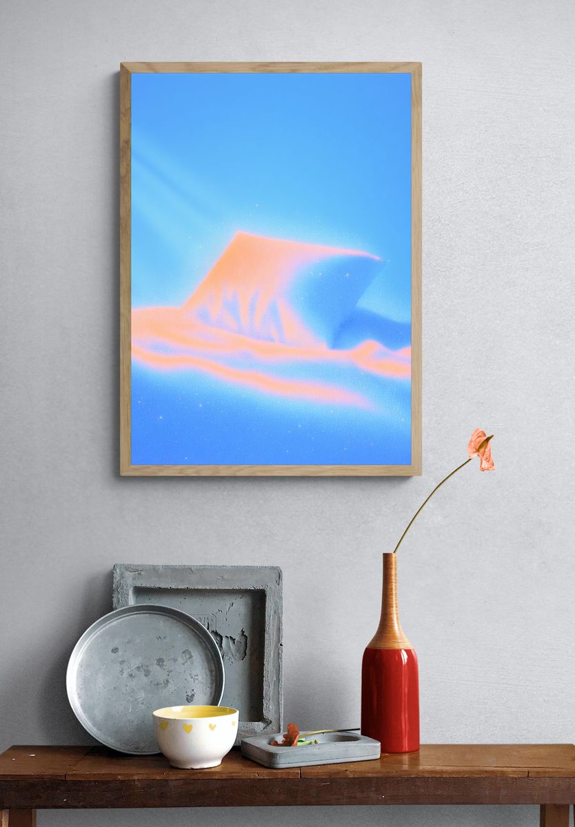 Dreamy Cloudscape Abstract Poster. — room view 3