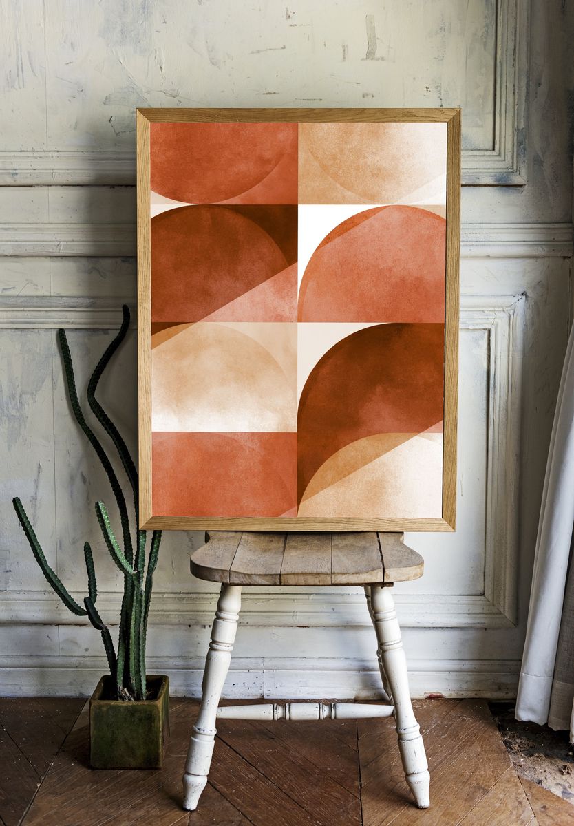 Terracotta Arc Abstract Poster. room preview
