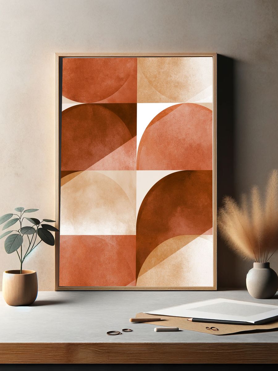 Terracotta Arc Abstract Poster. — room view 2