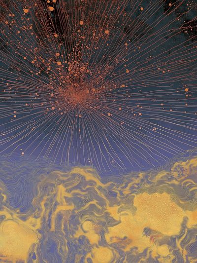 Celestial Burst Abstract Print.