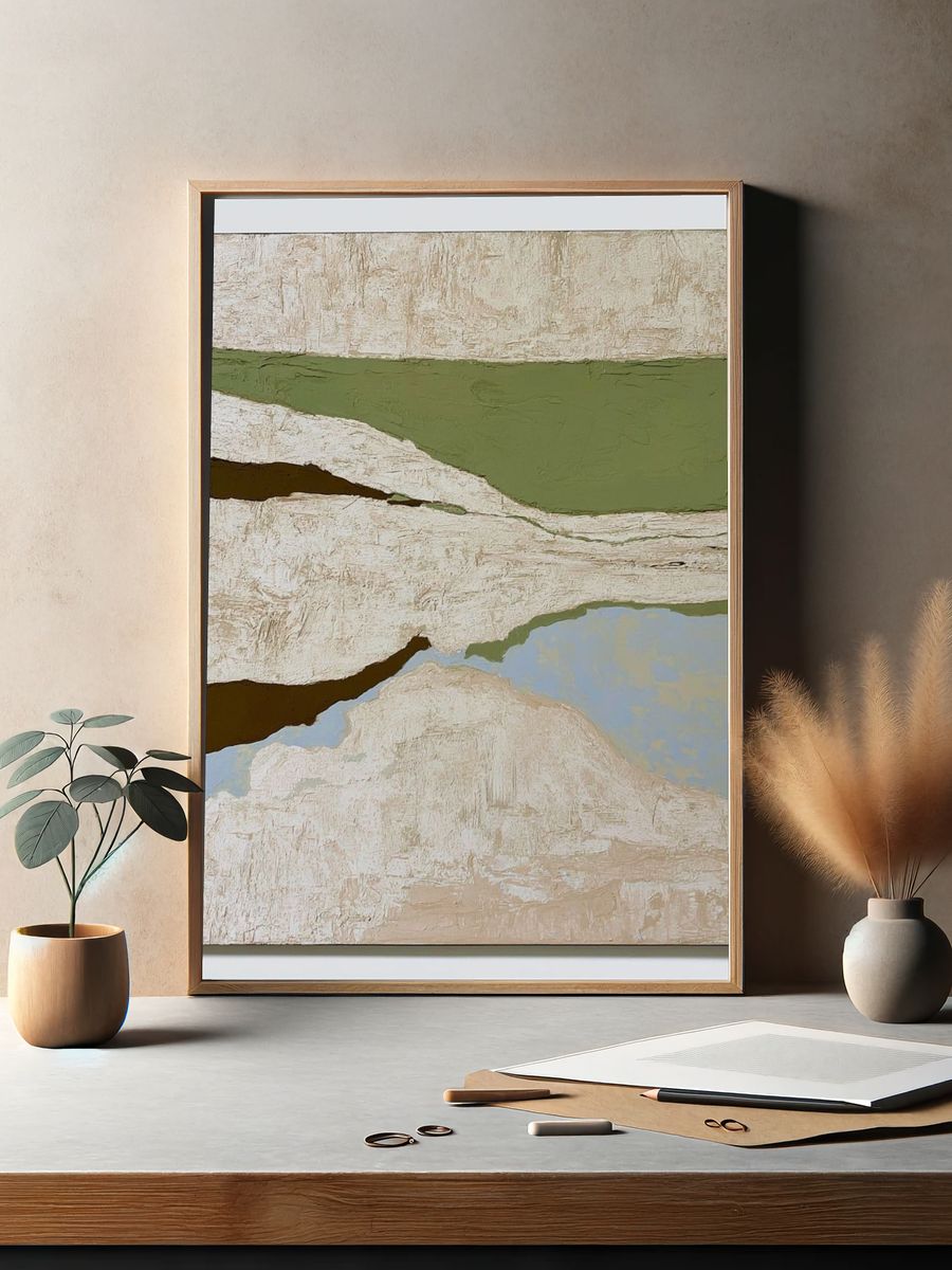 Earthy Horizon Abstract Poster. — room view 2