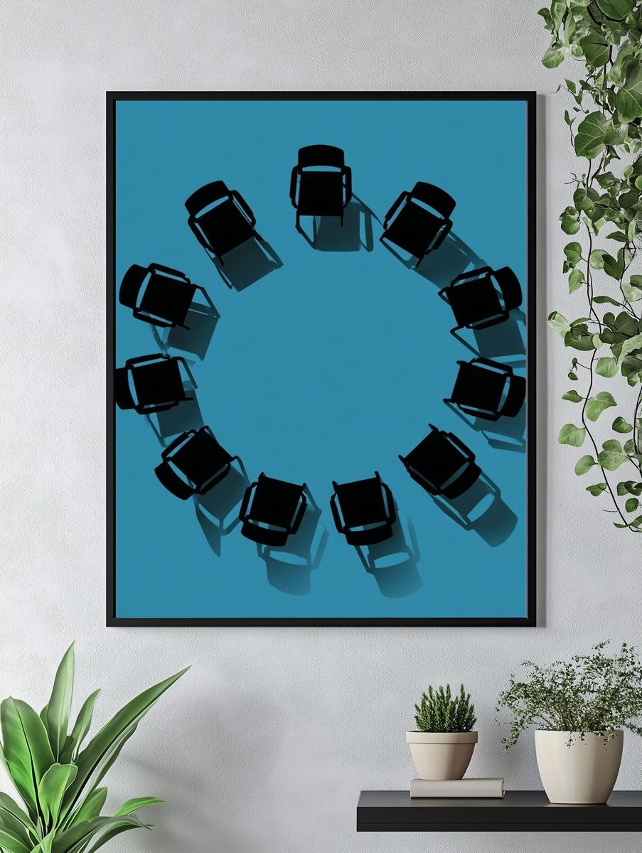 Circular Chairs Abstract Poster. — room view 4