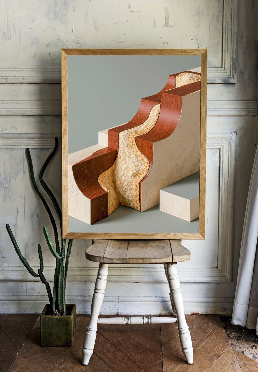 Sculptural Stone Abstract Poster. — room view 1