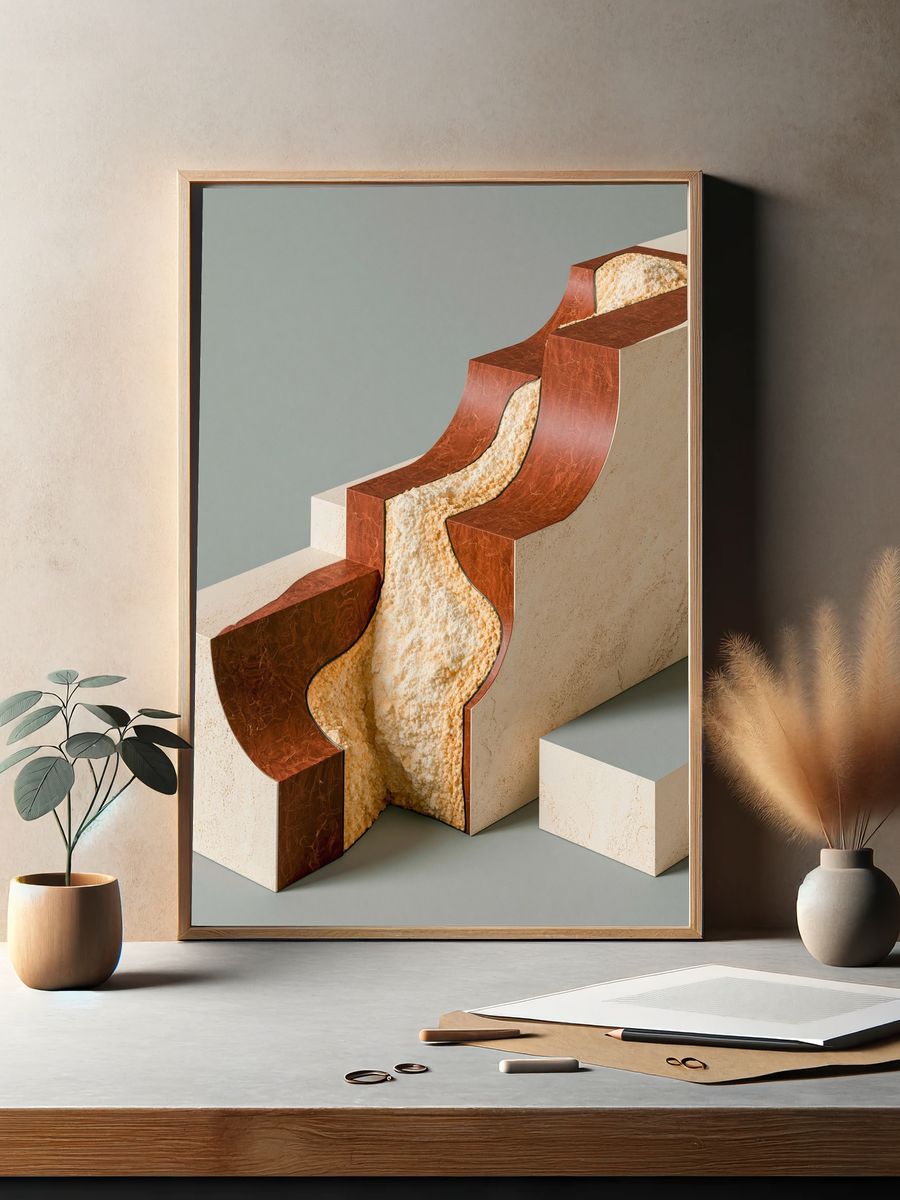 Sculptural Stone Abstract Poster. — room view 2