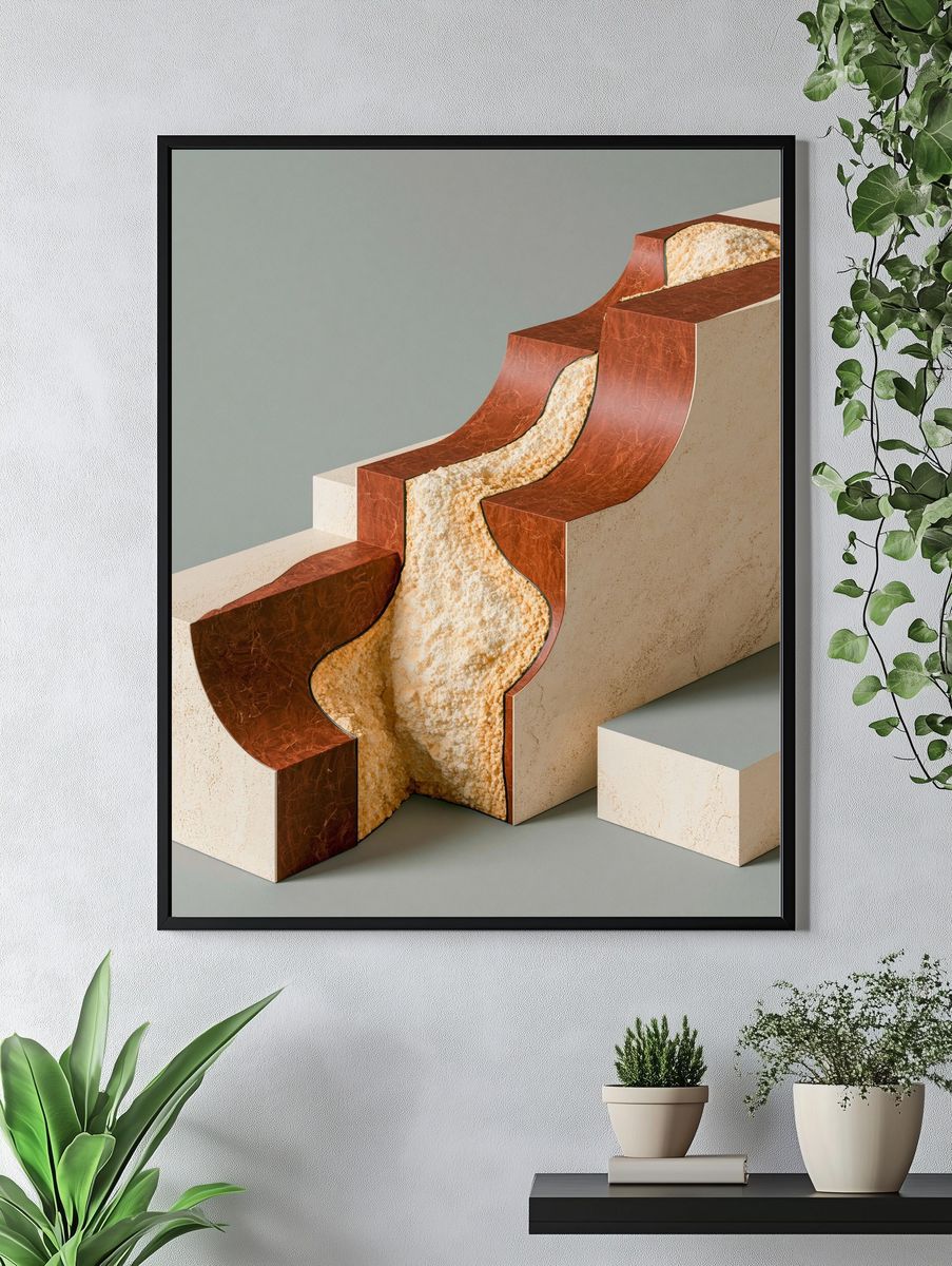 Sculptural Stone Abstract Poster. — room view 4