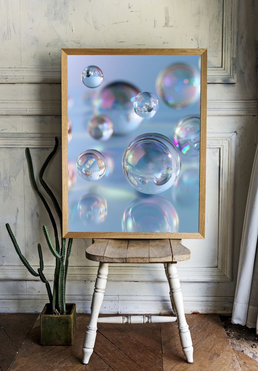 Iridescent Bubble Abstract Poster. — room view 1