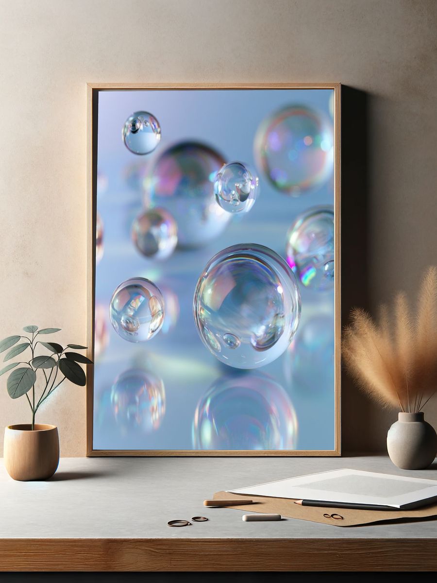 Iridescent Bubble Abstract Poster. — room view 2