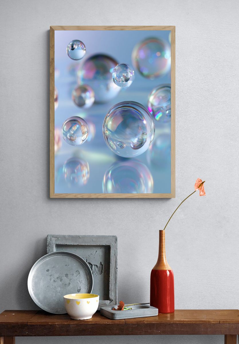 Iridescent Bubble Abstract Poster. — room view 3