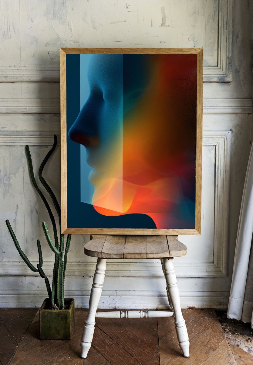 Abstract Face Silhouette Print. room preview