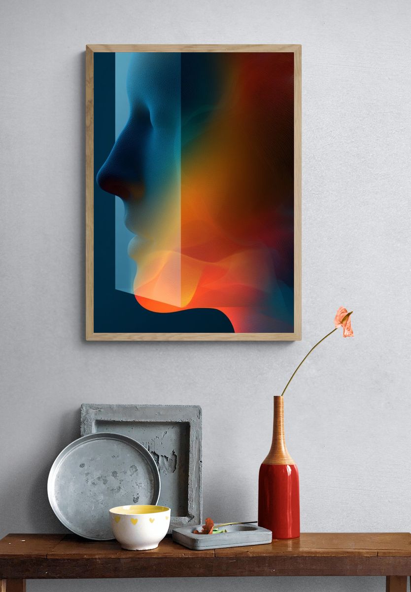 Abstract Face Silhouette Print. — room view 3