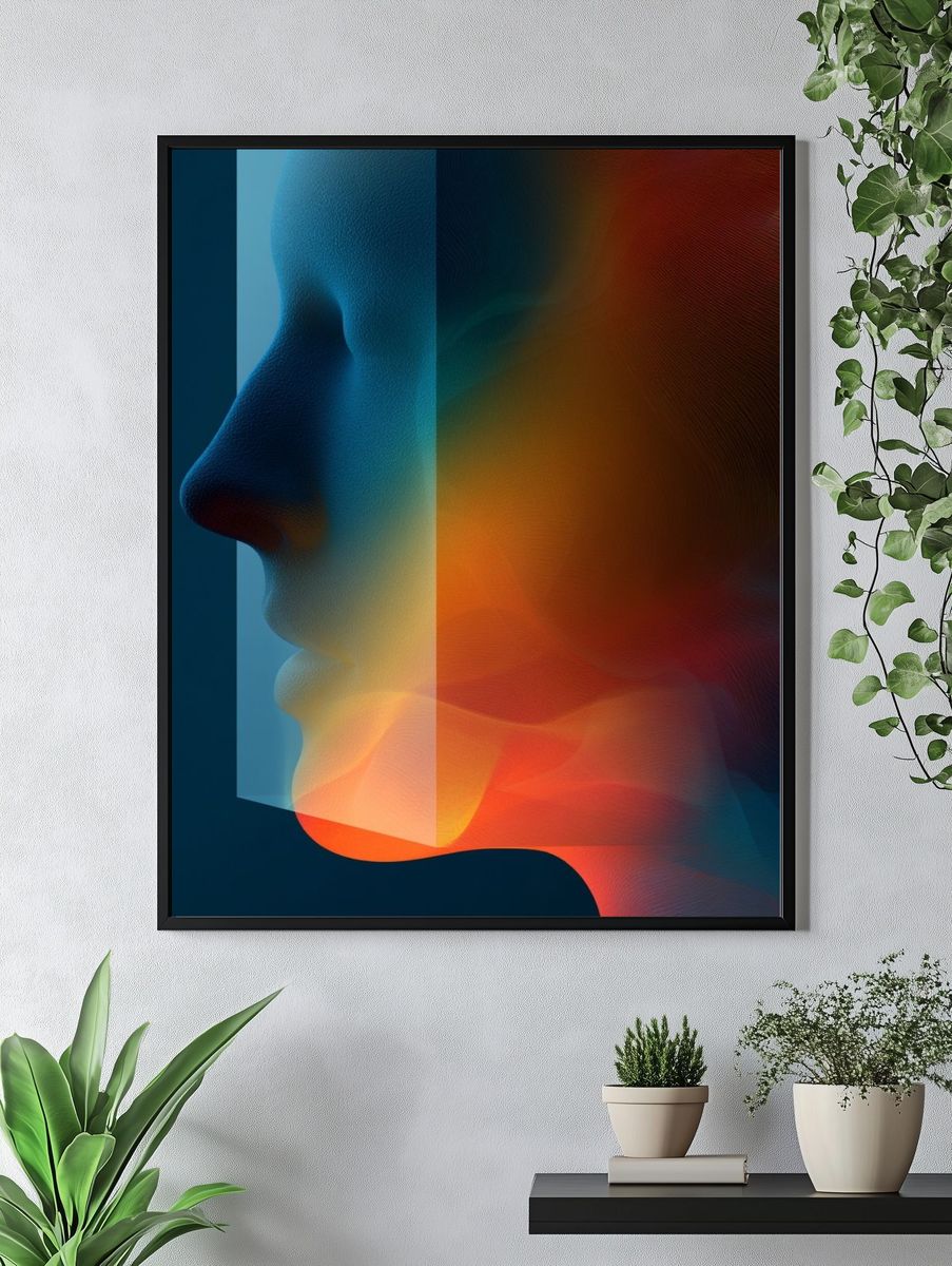 Abstract Face Silhouette Print. — room view 4