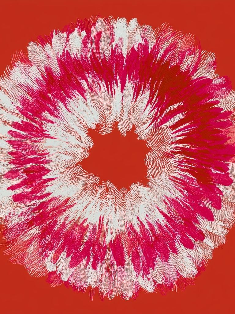 Crimson Floral Burst Abstract Print. poster — abstract art