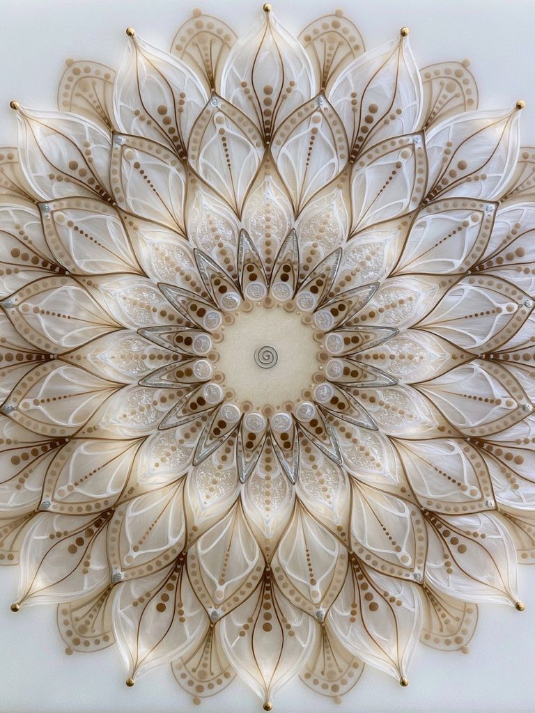 Beige Lotus Mandala Abstract Print. poster — abstract art