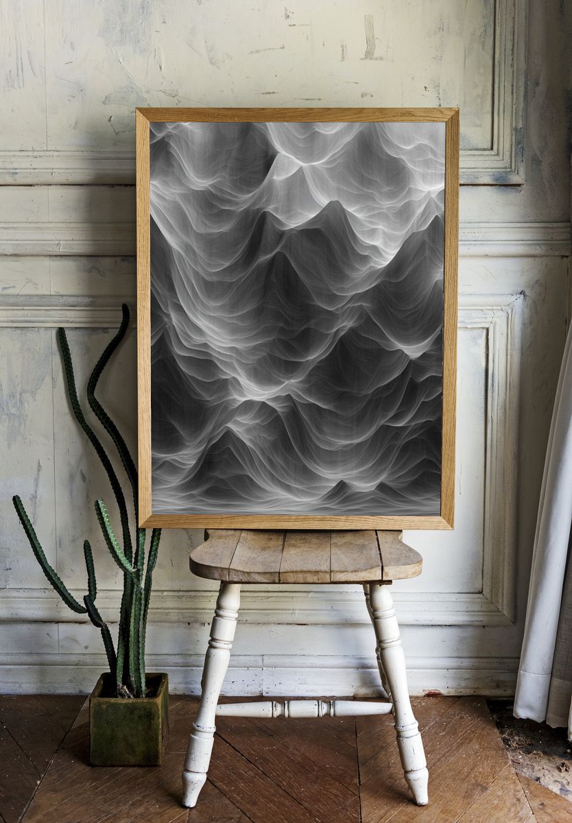 Monochrome Flow Abstract Poster. room preview