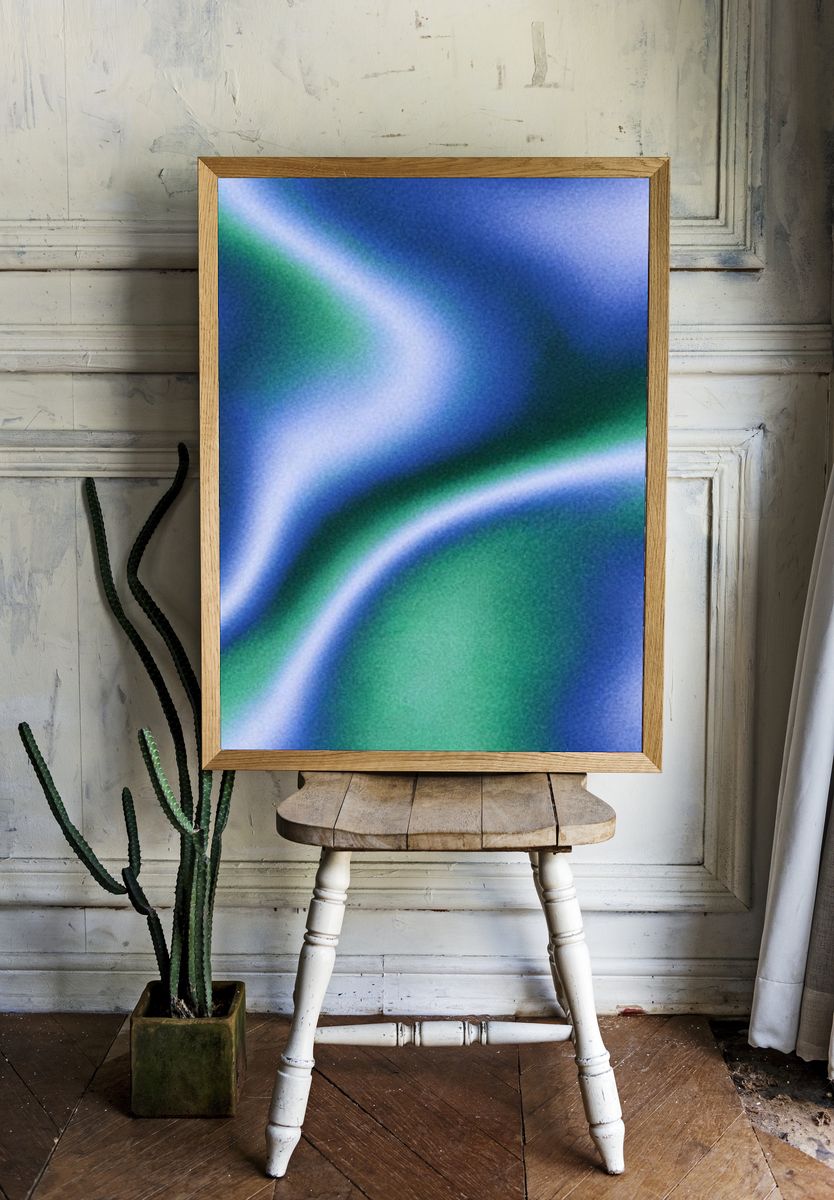 Blue Green Flow Abstract Poster. — room view 1