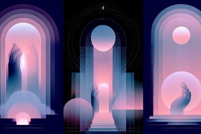 Dreamy Neon Arch Abstract Poster.