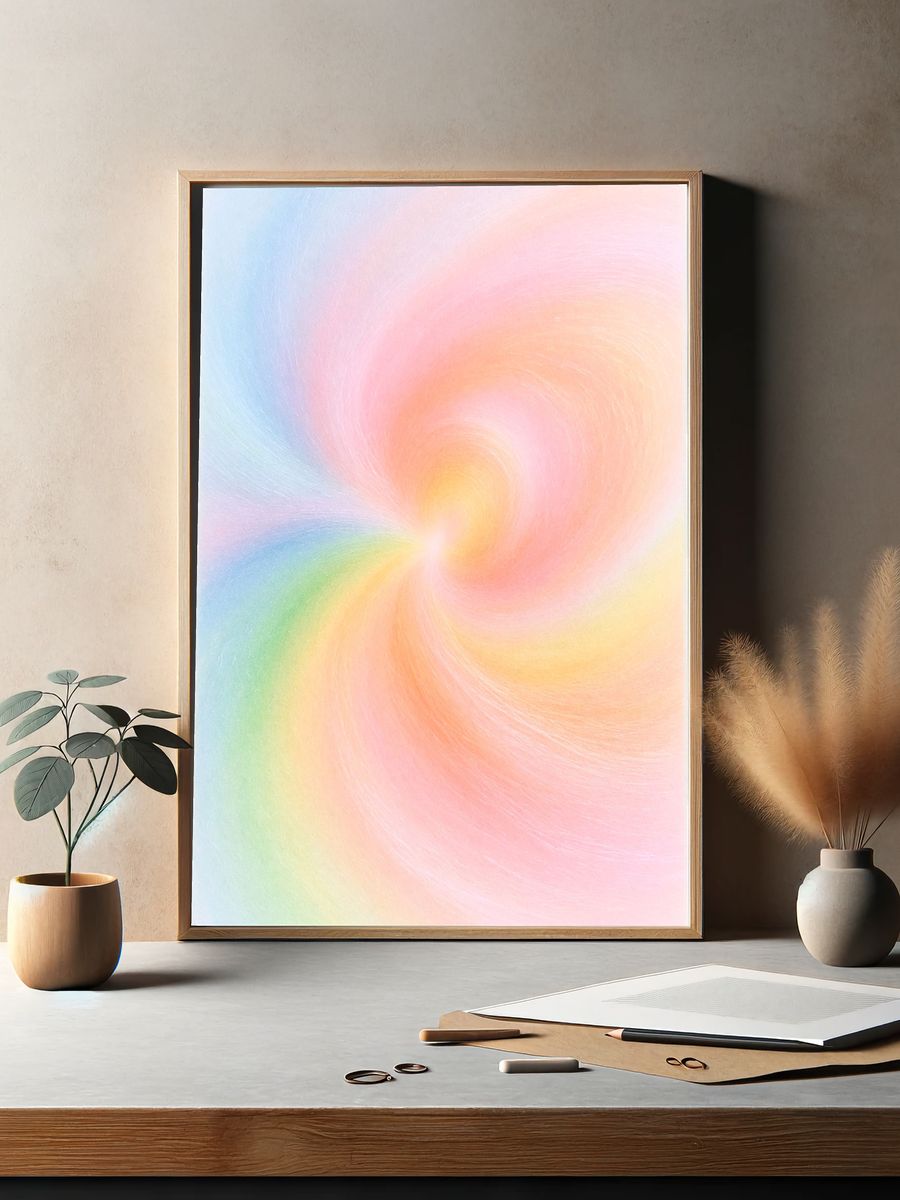Pastel Spiral Abstract Poster. — room view 2