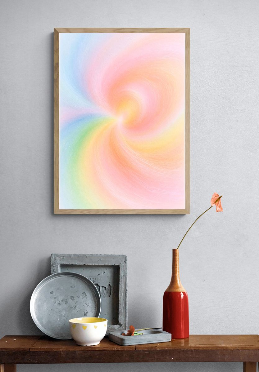 Pastel Spiral Abstract Poster. — room view 3