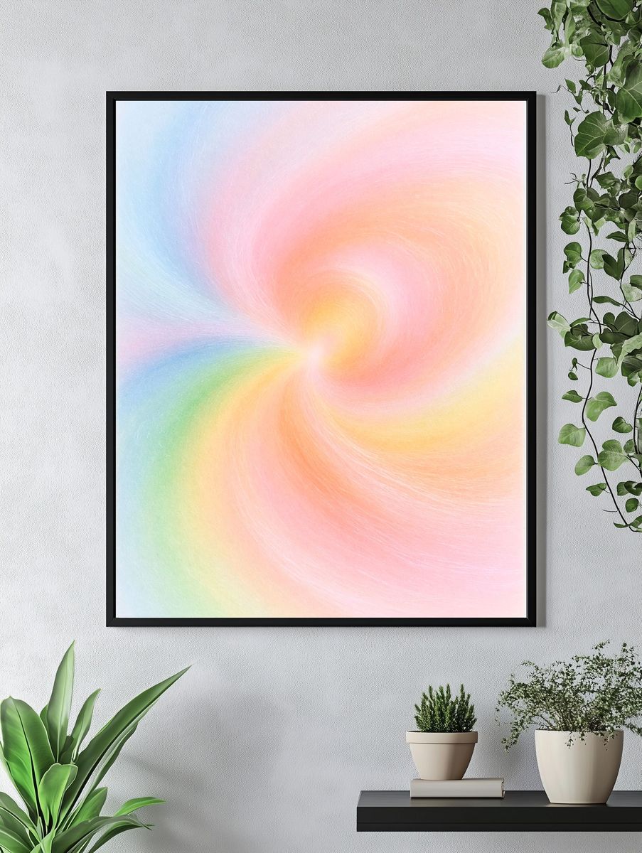 Pastel Spiral Abstract Poster. — room view 4