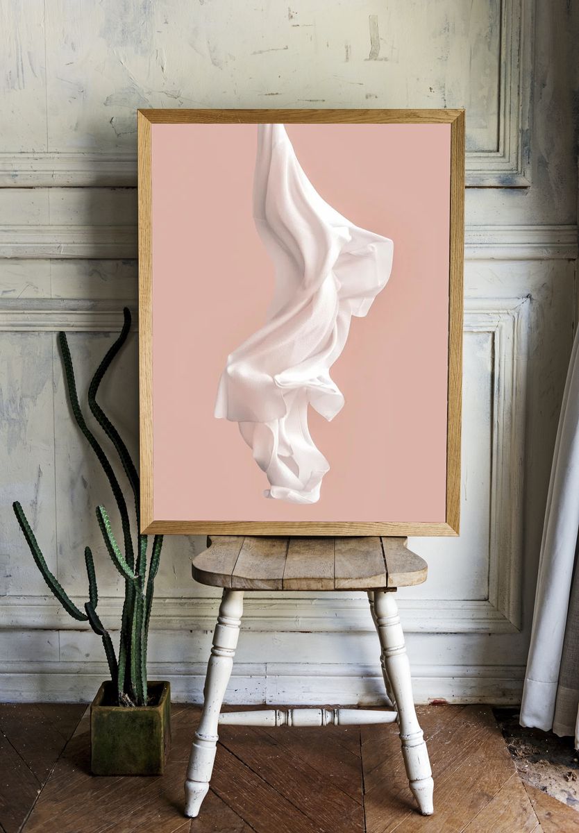 Pink fabric motion texture background. — room view 1