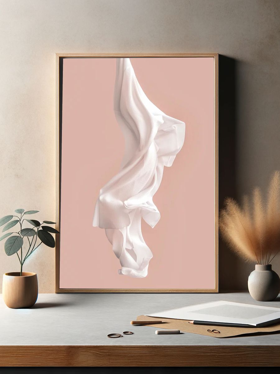 Pink fabric motion texture background. — room view 2