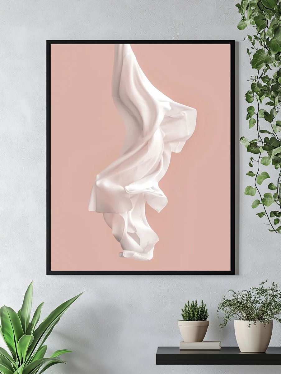 Pink fabric motion texture background. — room view 4