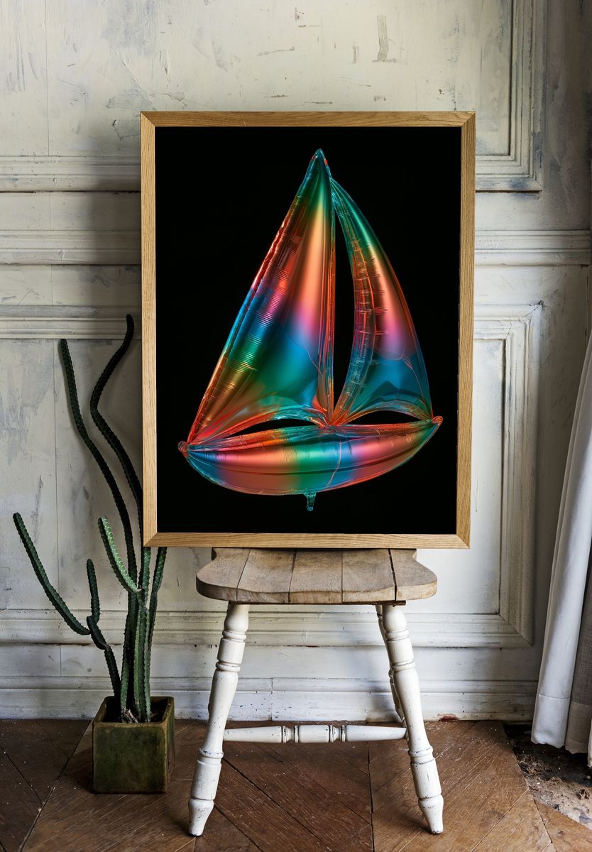 Neon Sailboat Abstract Poster. room preview
