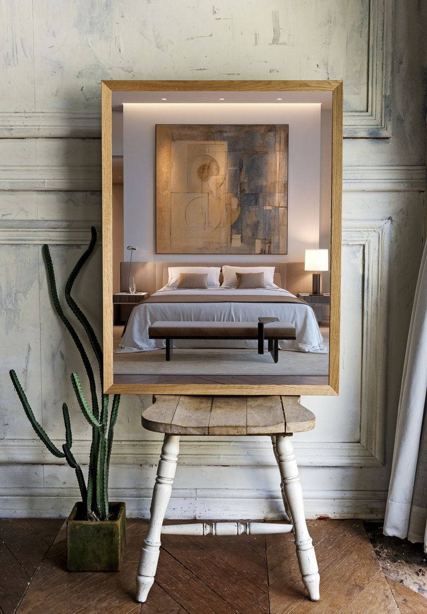 Neutral Geometric Abstract Poster. — room view 1