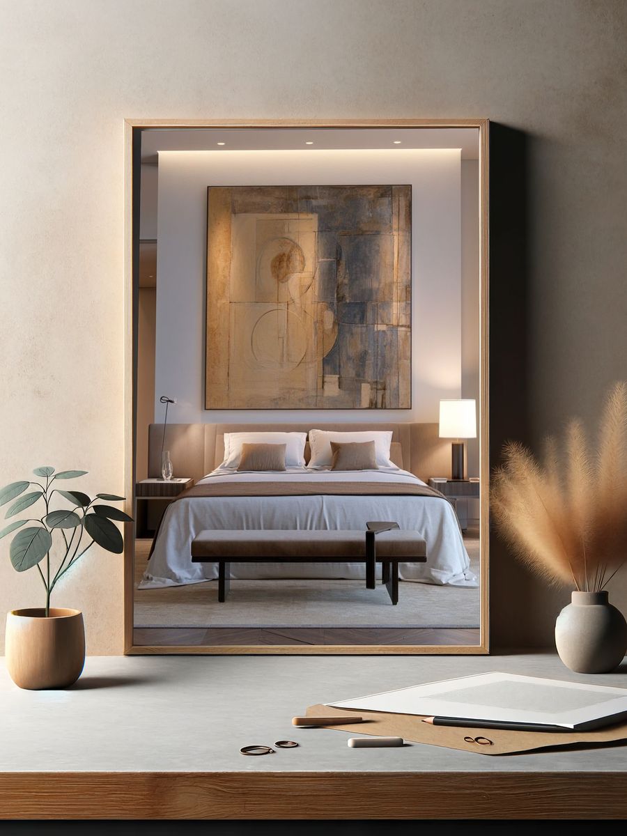 Neutral Geometric Abstract Poster. — room view 2