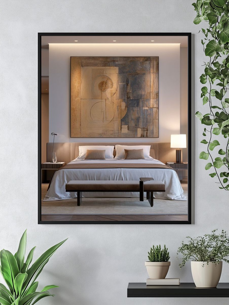 Neutral Geometric Abstract Poster. — room view 4