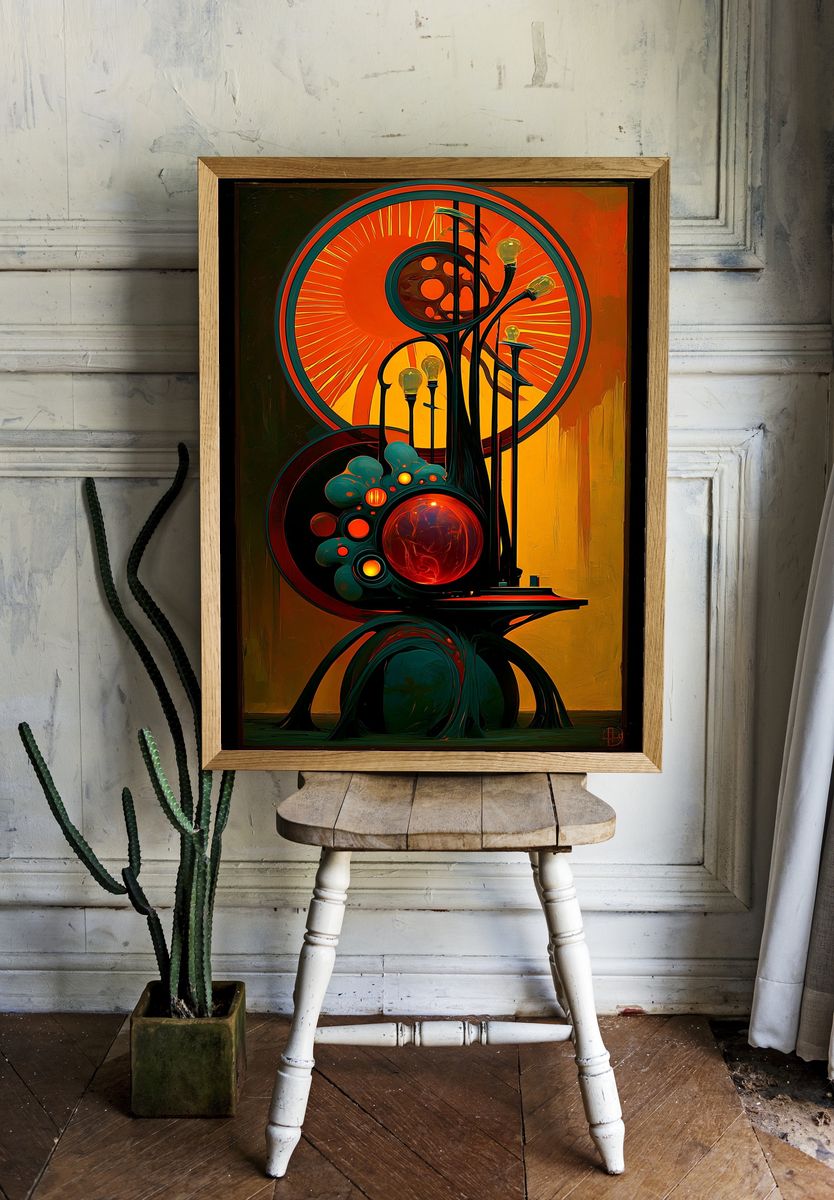 Surreal Orbital Glow Abstract Poster. room preview
