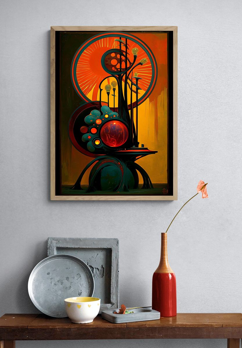 Surreal Orbital Glow Abstract Poster. — room view 3