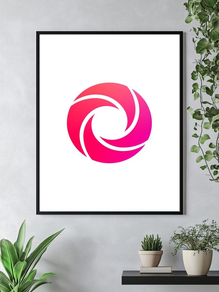 Pink Spiral Abstract Poster. — room view 4