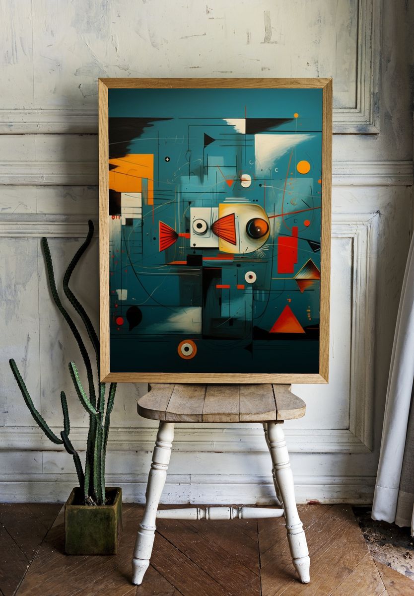 Geometric Fish Abstract Poster. room preview