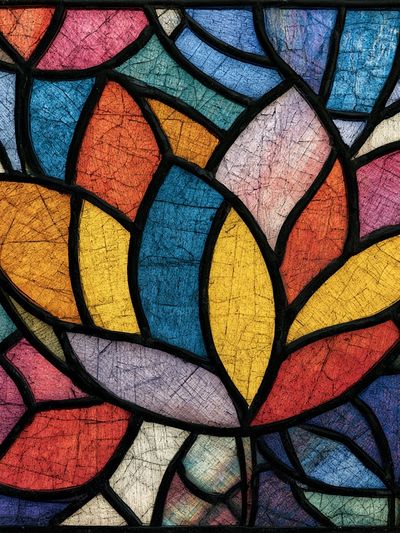 Stained Glass Leaves Abstract Poster.