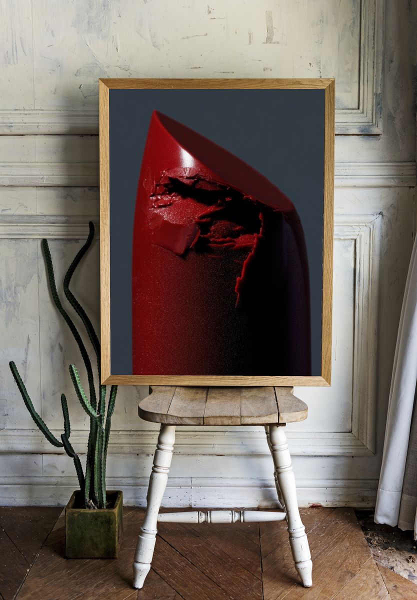Crimson Abstract Form Poster. — room view 1