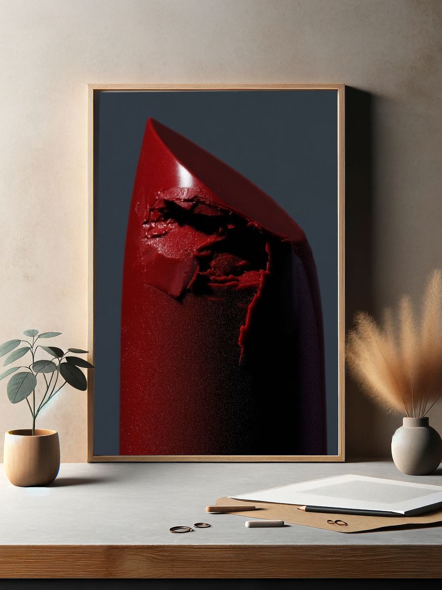 Crimson Abstract Form Poster. — room view 2