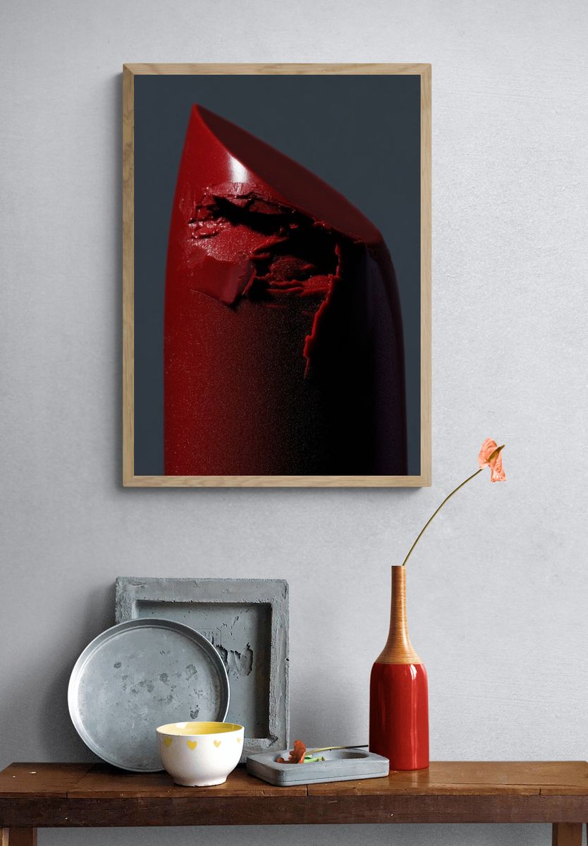 Crimson Abstract Form Poster. — room view 3