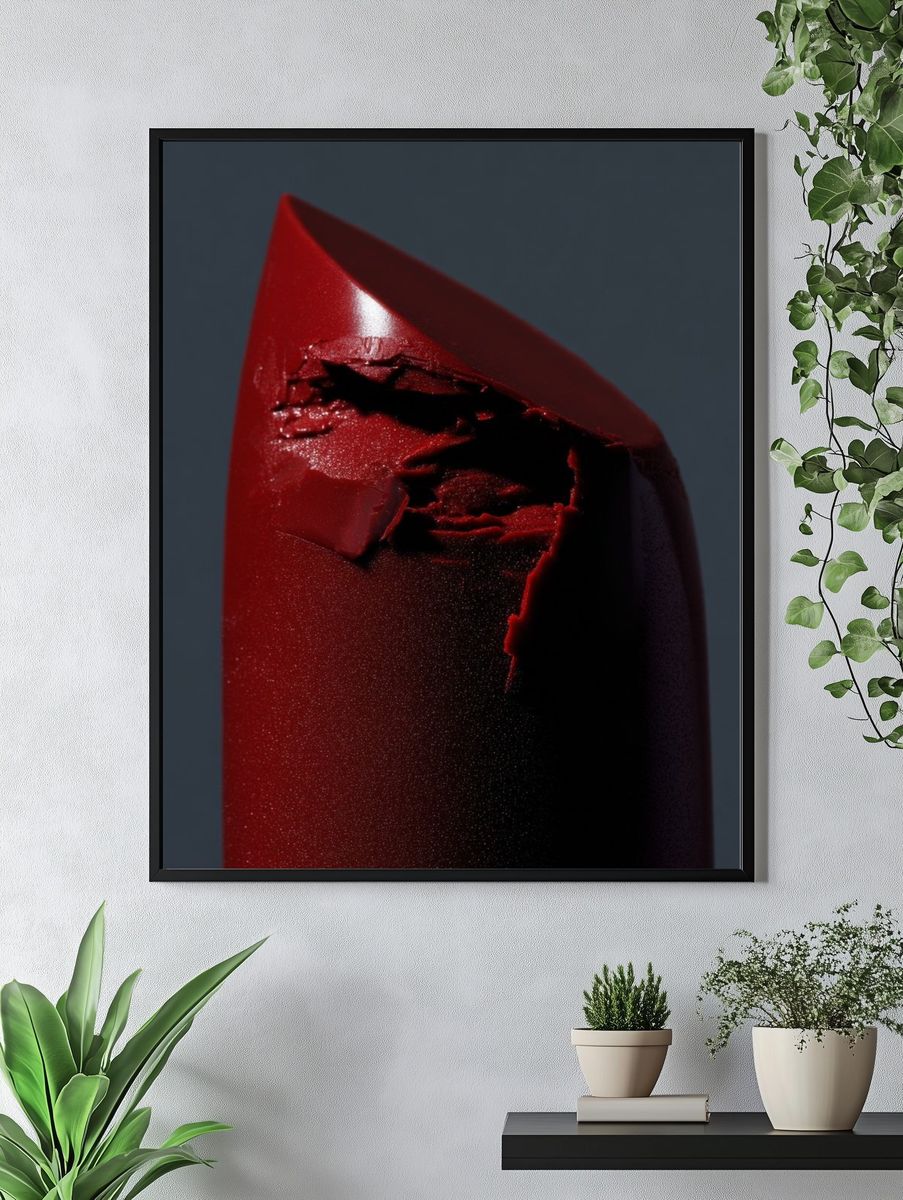 Crimson Abstract Form Poster. — room view 4