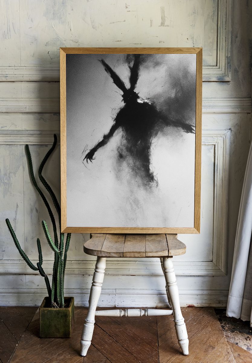 Ink Figure Abstract Print. room preview